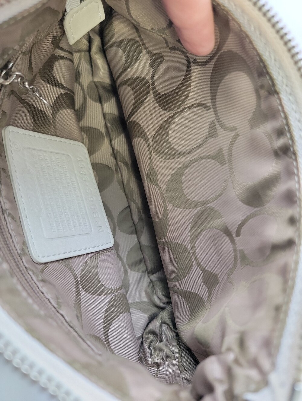 Y2k COACH Demi Baguette Purse Bone Pebbled Leather - Picture 13 of 15
